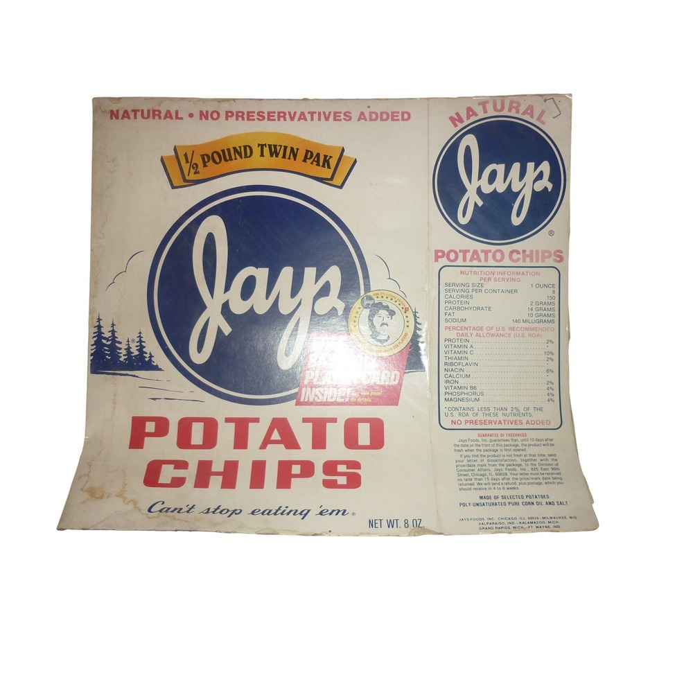 1986 Jays Potato Chips Flat Box Panel Chicago Cubs White Sox Baseball Card Promo